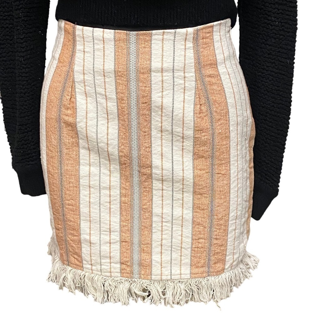 Majorelle Cream Vertical Stripe Pencil Skirt